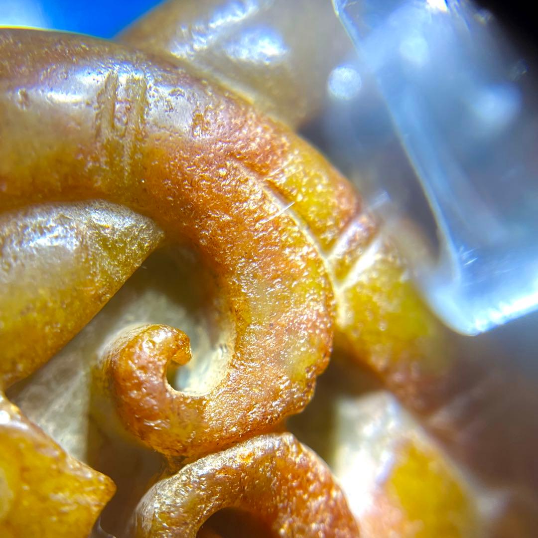 アンティーク ジェイド 彫刻 和田玉 ネフライト 中国王朝 古玉 龍 帯留め