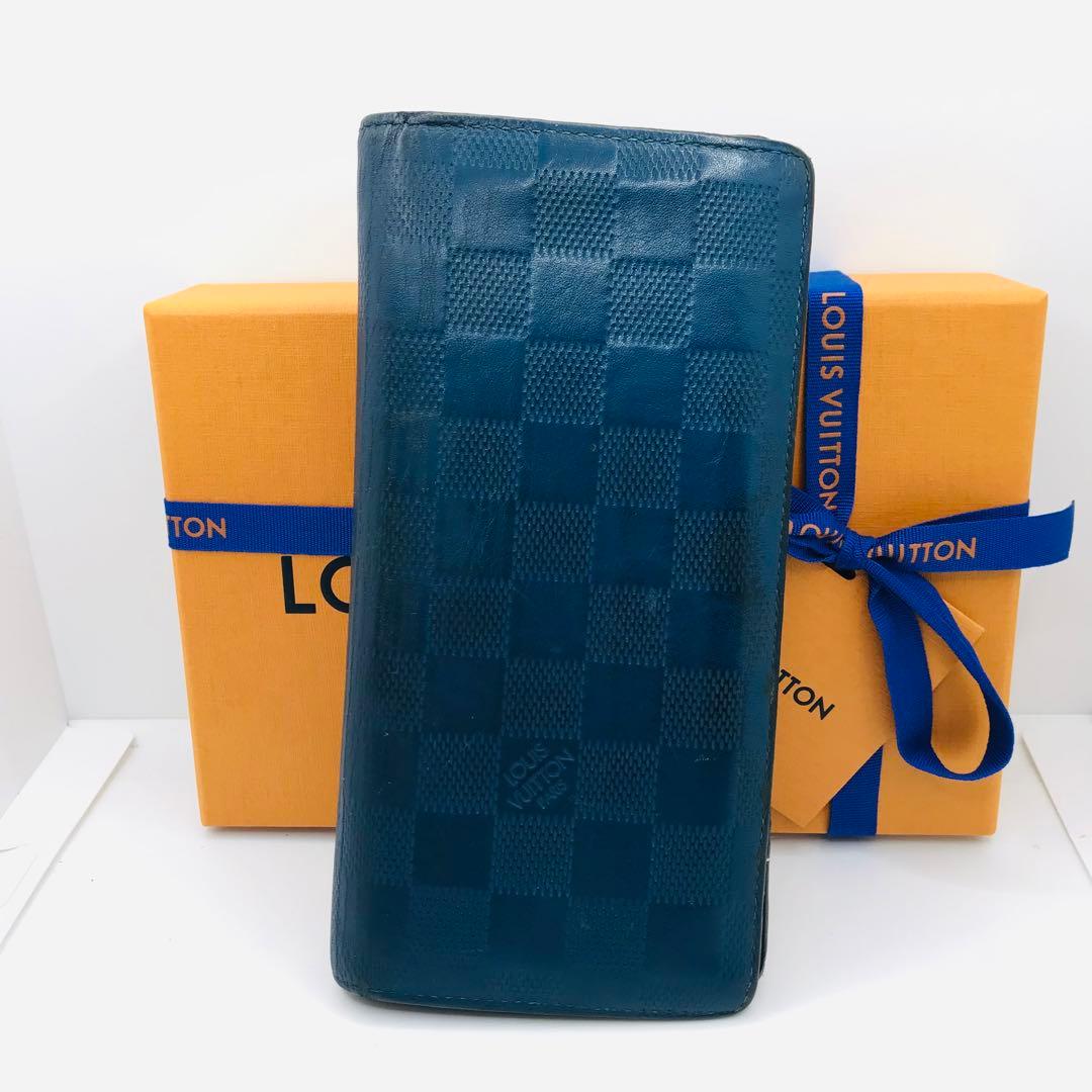 ルイヴィトン✨ダミエ アンフィニ ポルトフォイユ プラザ 長財布 ネイビー