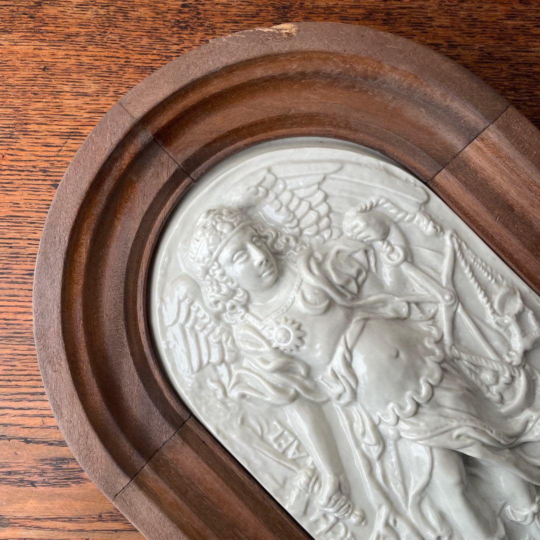 大天使ミカエル　陶板画　アンティーク　レプリカ　ドイツ　ミュージアムグッズ