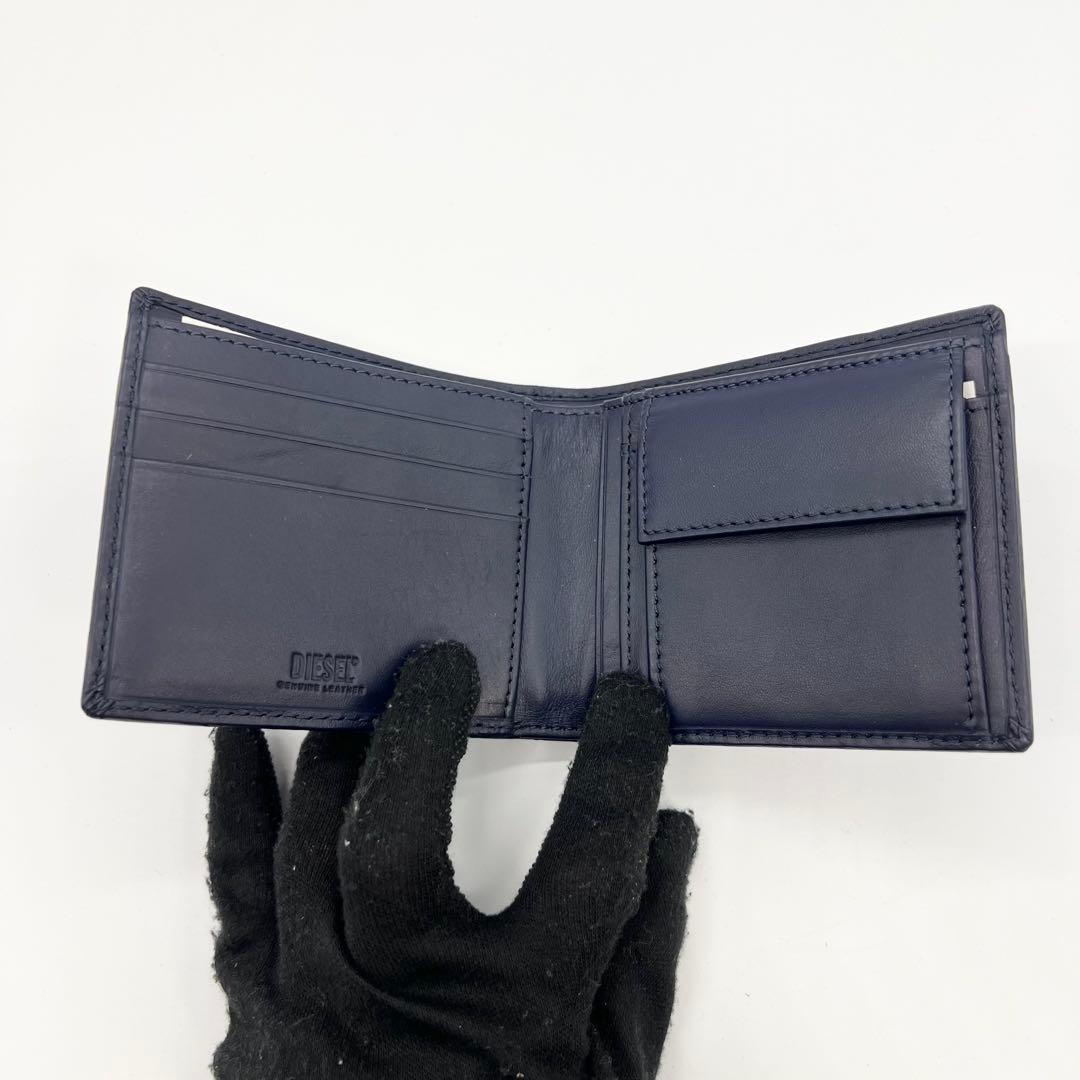 新品未使用✨DIESEL　二つ折り財布　レザー　ネイビー　Dロゴ　現行　正規品