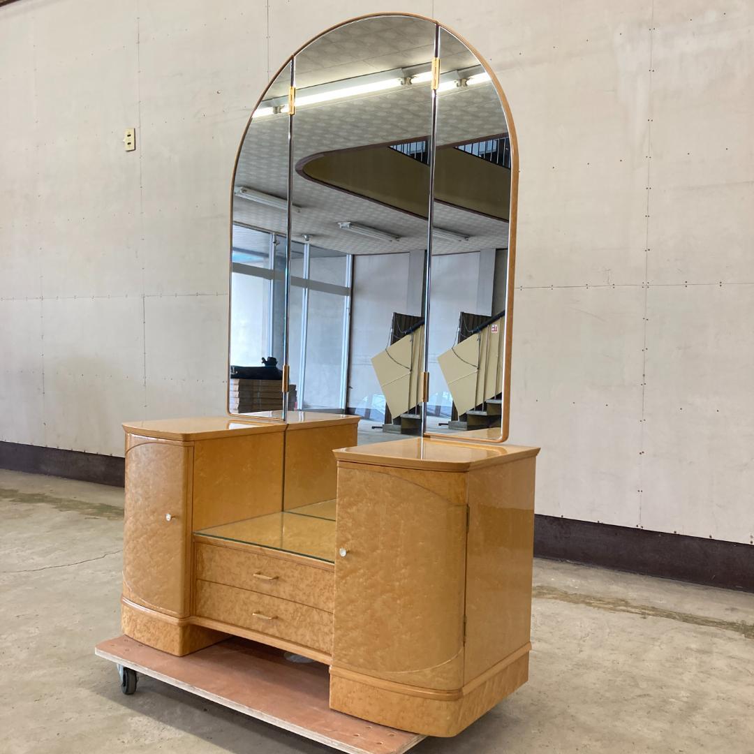 バーズアイメープル　ドレッサー　三面鏡　鏡台　高級