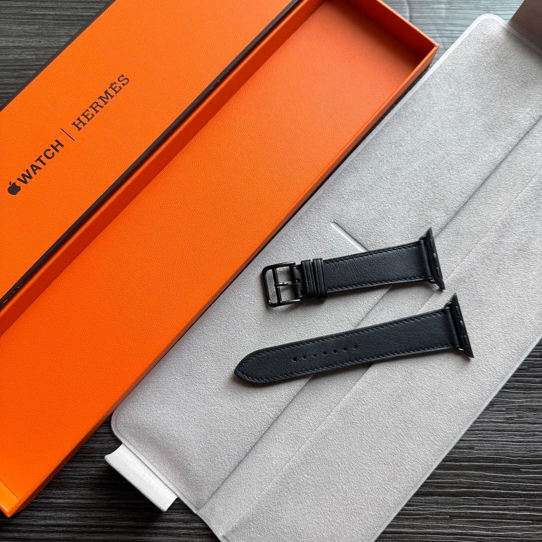 2813 ほぼ未使用　Apple Watch エルメス　ブラック　レザー　バンド