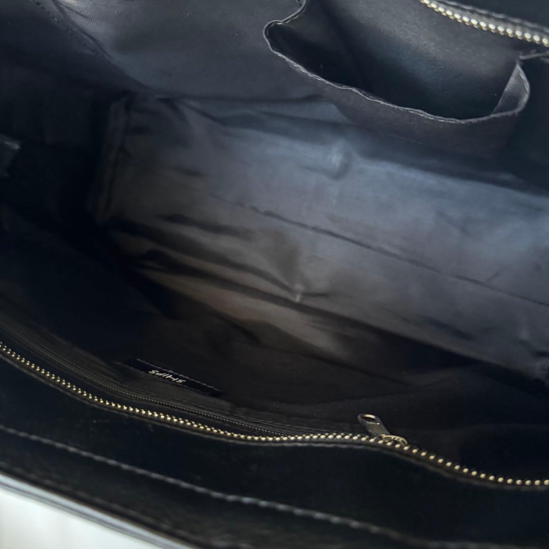 SHIPS シップス トートバッグ オールレザー シボ革 肩掛け B4 ブラック