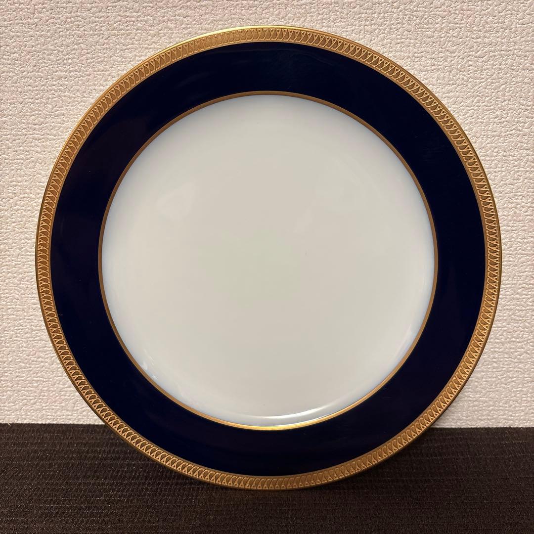 大倉陶園　ロイヤルブルー　瑠璃片葉金蝕　ディナープレート　25.5cm 未使用