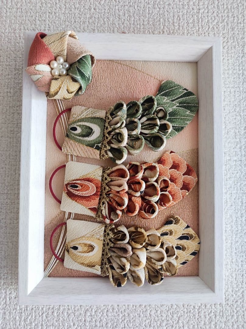 鯉のぼり 端午の節句 昭和レトロ古着で作成 つまみ細工