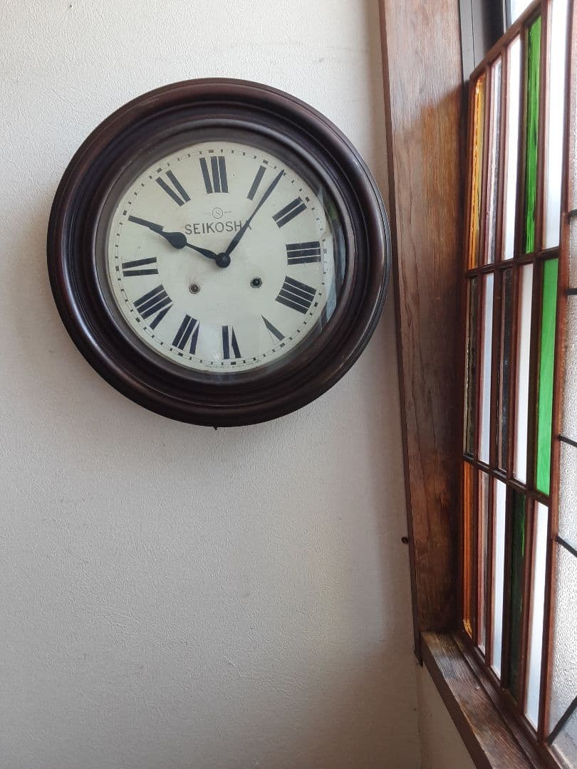 アンティーク、SEIKOSHA アナログ掛時計 丸型振り子時計