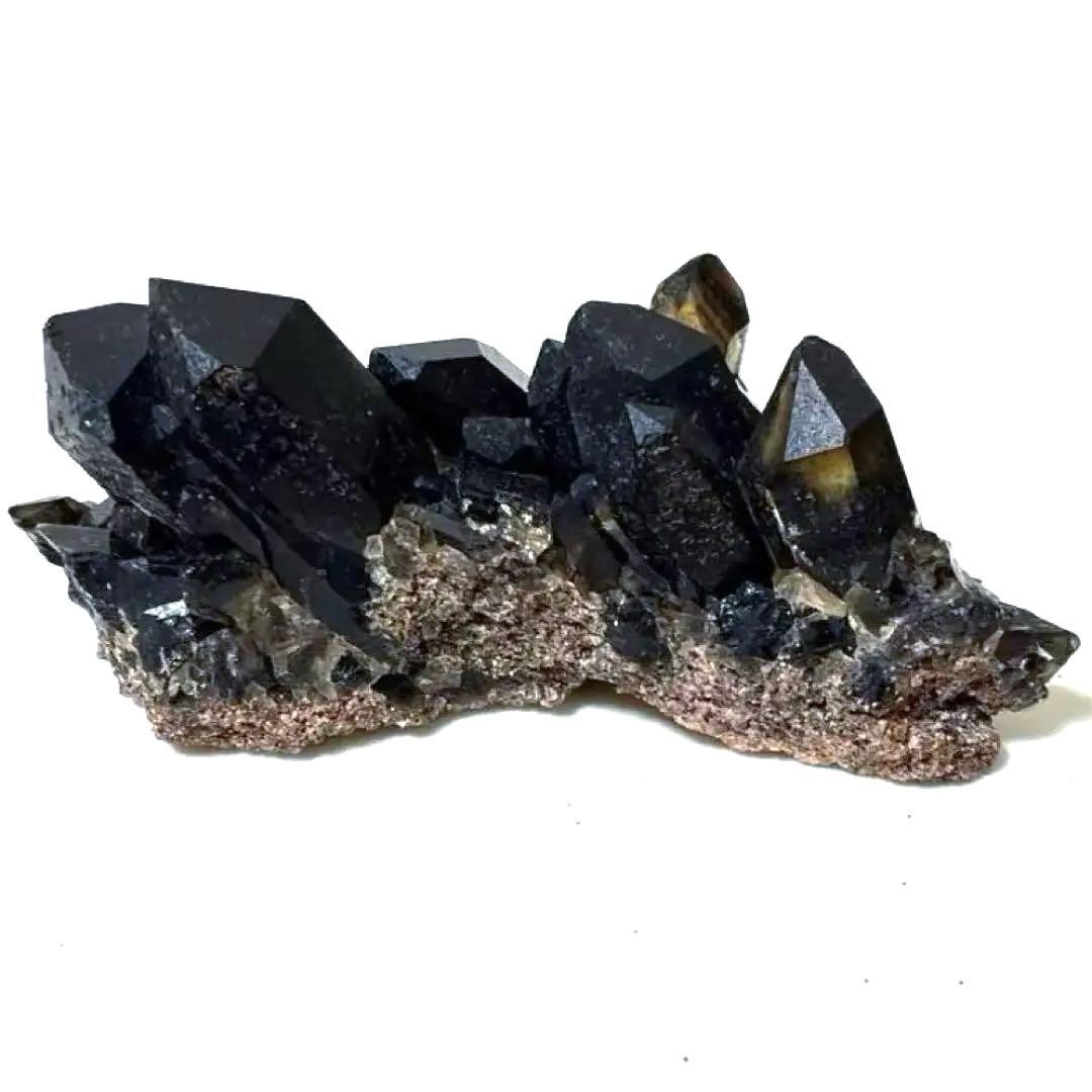 モリオンクラスター（母岩付き）原石　エレスチャルスケルタルクォーツ(骸骨水晶)