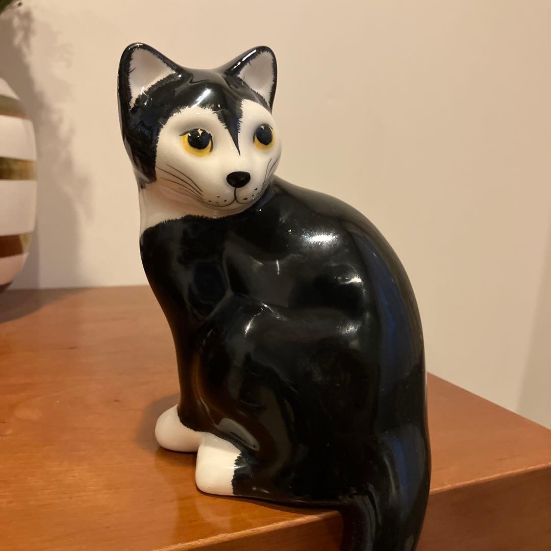 英国ビンテージ　可愛過ぎる猫ちゃんの陶器オブジェ