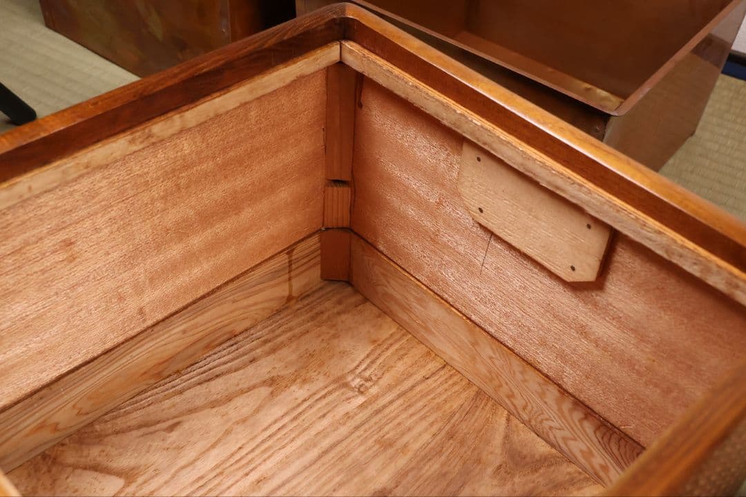 平安 象彦造 桑 網代 角形 火鉢 一対 幅32cm 古民具 木製【MB105】