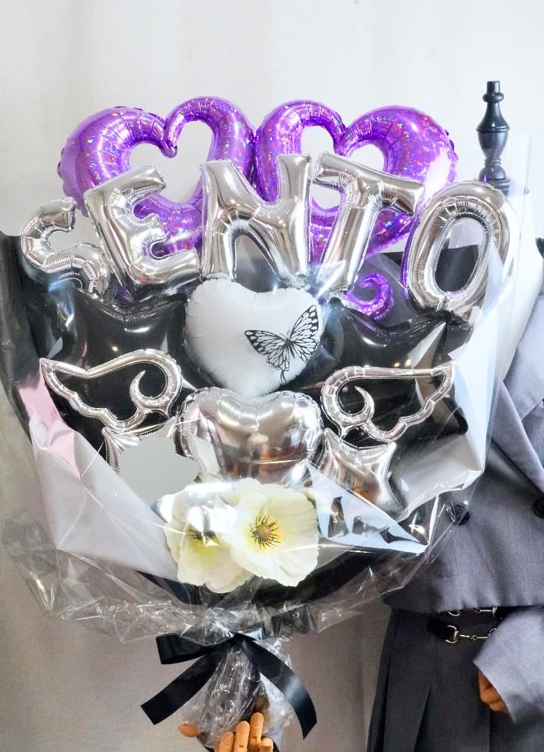 ※ご購入前に文字をご連絡下さい⭐︎NameバルーンブラックパープルBIGサイズ！