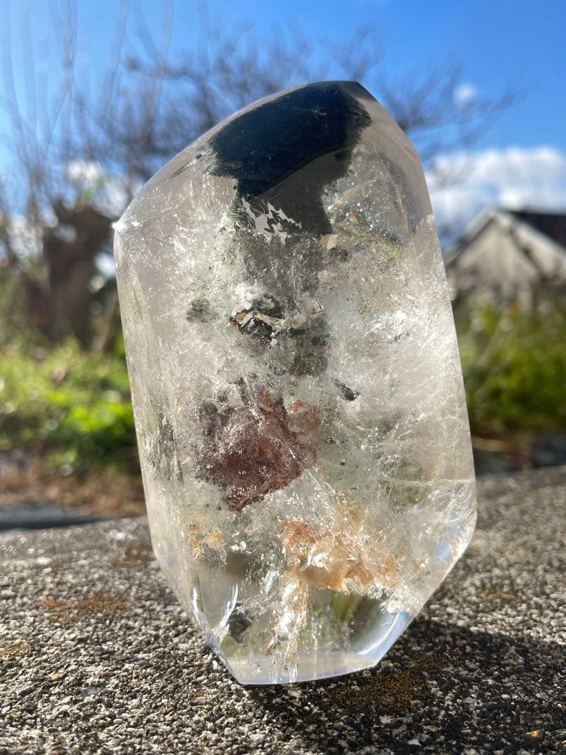 ブラジル産　ガーデンクォーツ　磨き石　四季幽霊水晶　万物新生