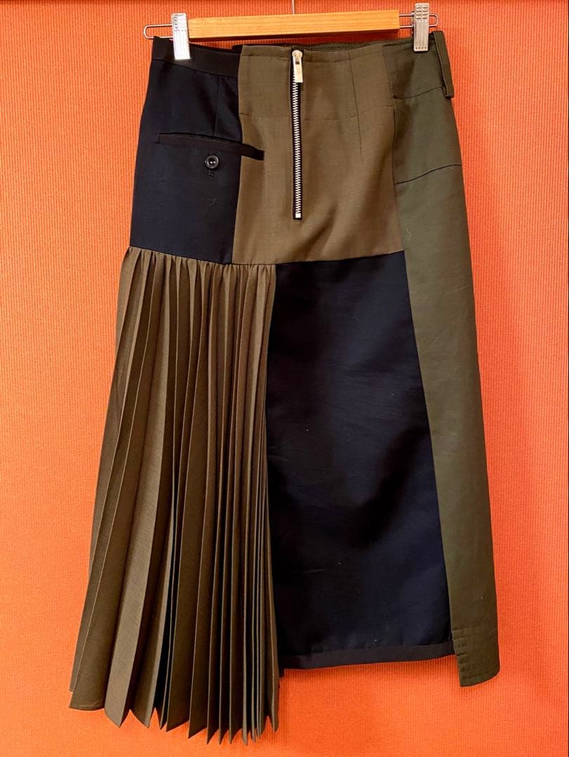 sacai サカイ　スーチングプリーツスカート　21SS サイズ0