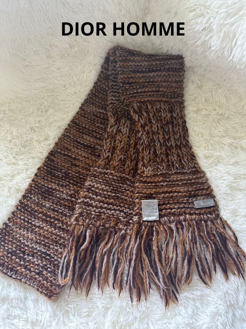 【エディ期】【DIOR HOMME 】名作マフラー モヘヤウール ブラウン