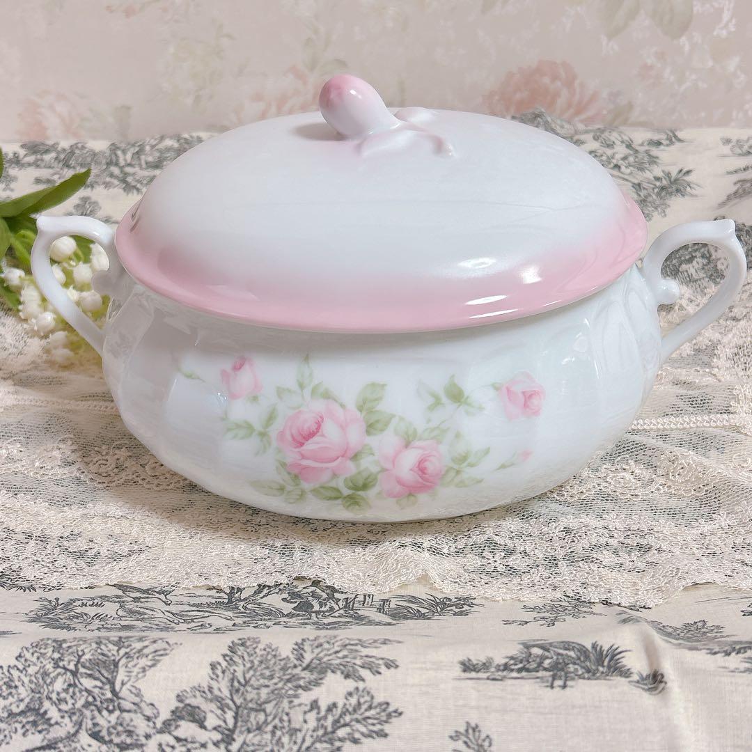 新品スープチューリン キャサリン柄プランドパリ陶器キャセロール/イマン マニー