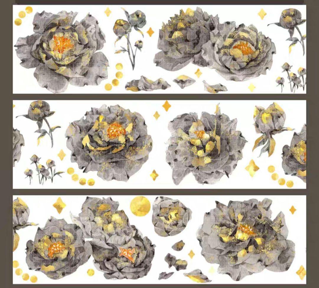 巻売 358★ 海外 マスキングテープ マステ PET 装飾 花 炫彩