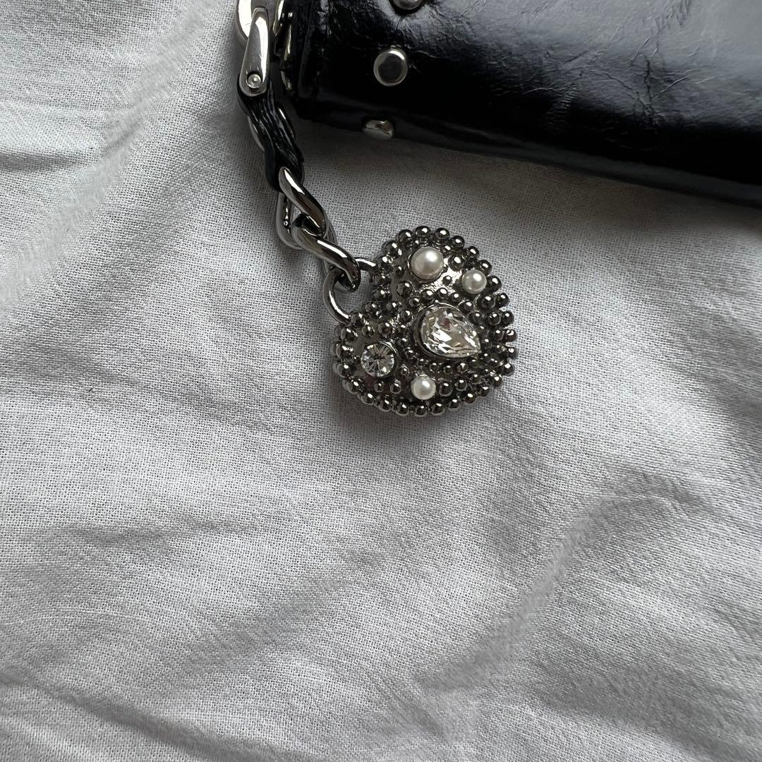 小物 miu miu heart charm leather coin case