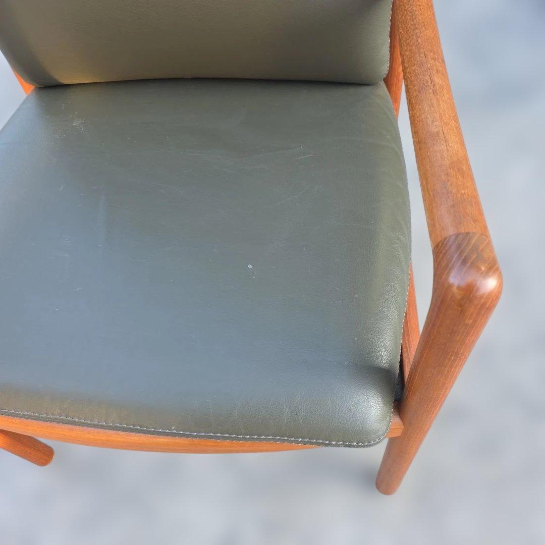 日田工芸 ヴィンテージ チーク無垢材×本革 アームチェア ダイニング ②