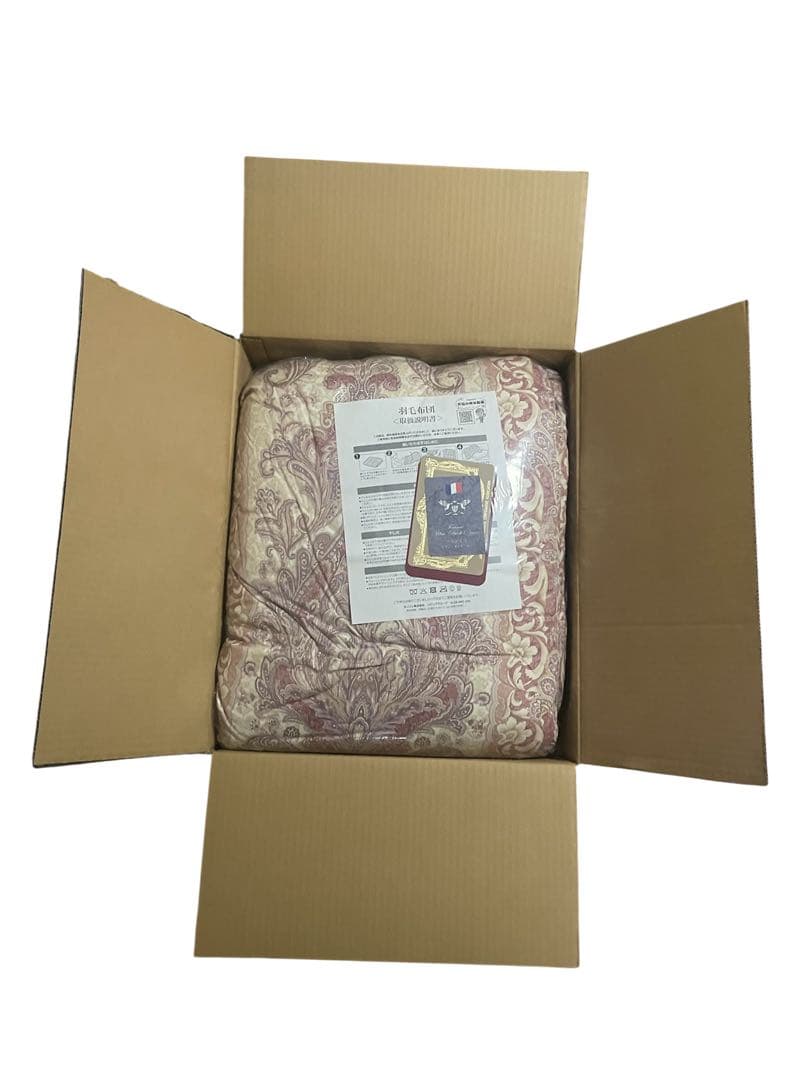 最終価格 モリリン　柄任せ　高級 羽毛布団　シングルロング　暖色系