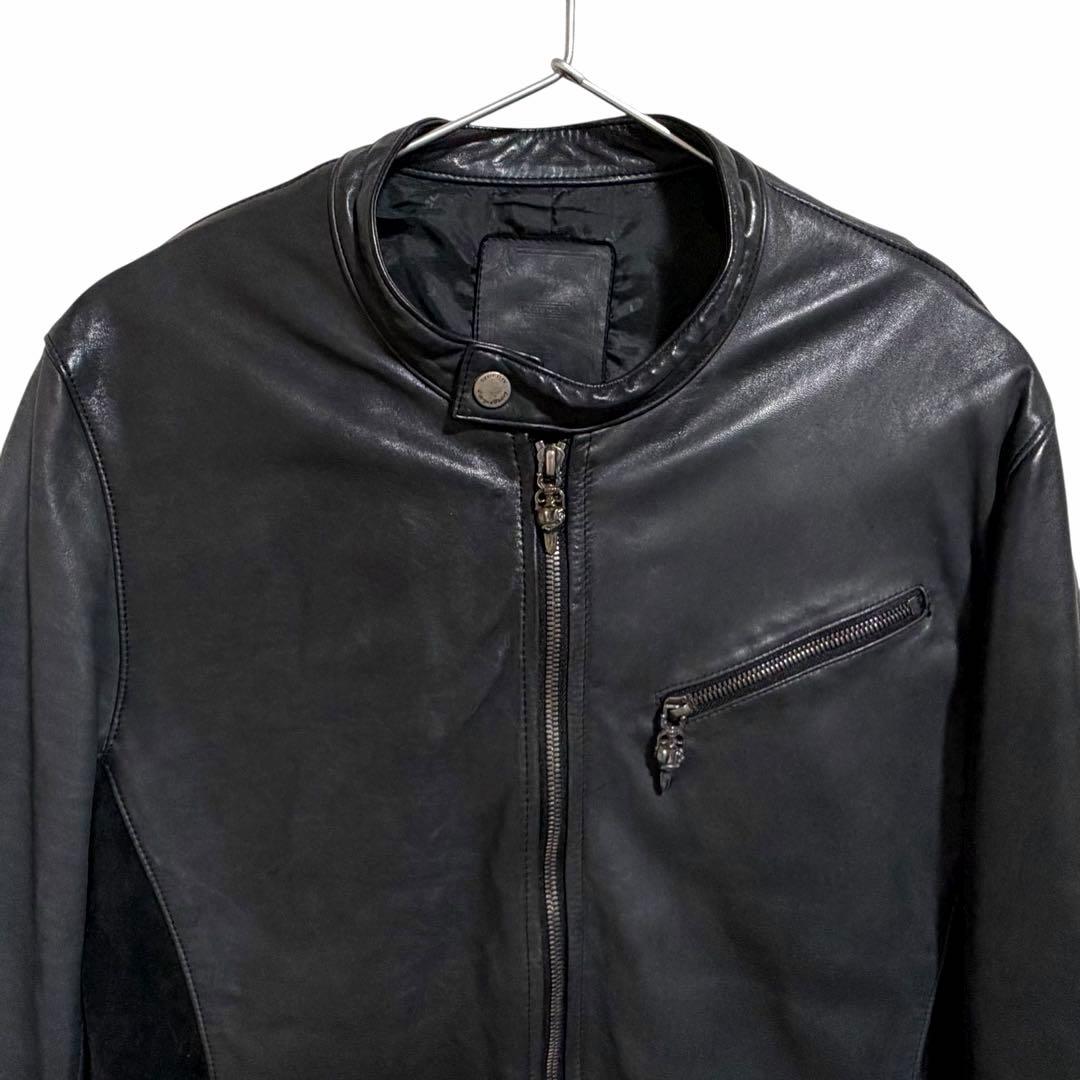 h*e様 日本製ホースハイド馬革シングルライダース 純銀タガーハートジッパーレザ