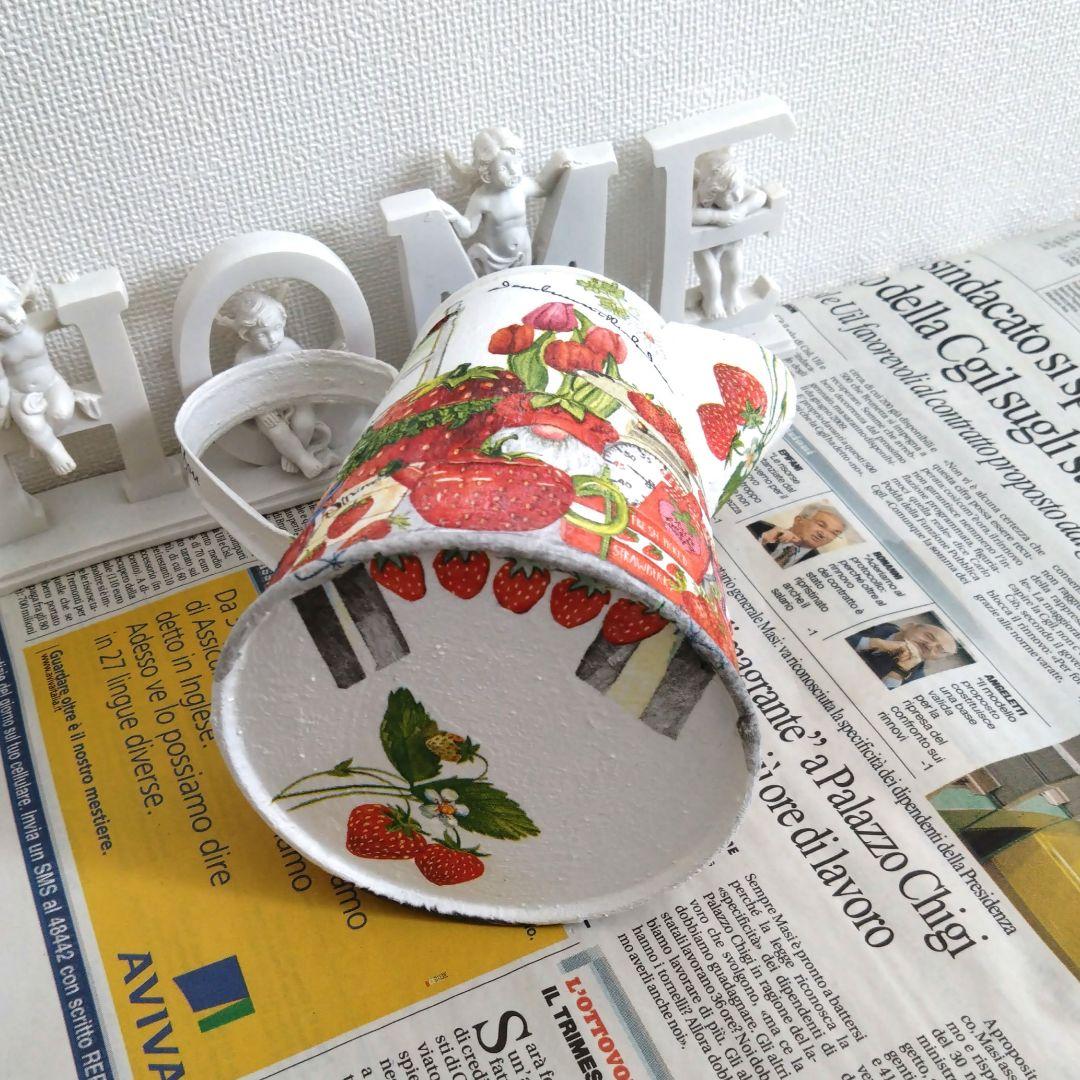 デコパージュ　リメ缶★Ｇ-12　I♡Strawberry&ハリネズミさん