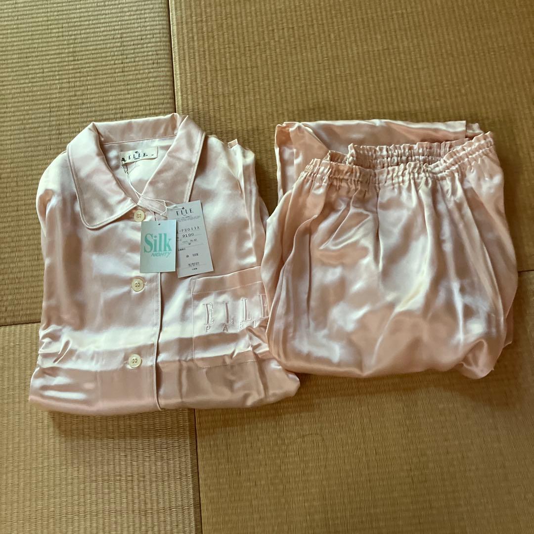 シルク100%　ELLE パジャマ レディース　M寸
