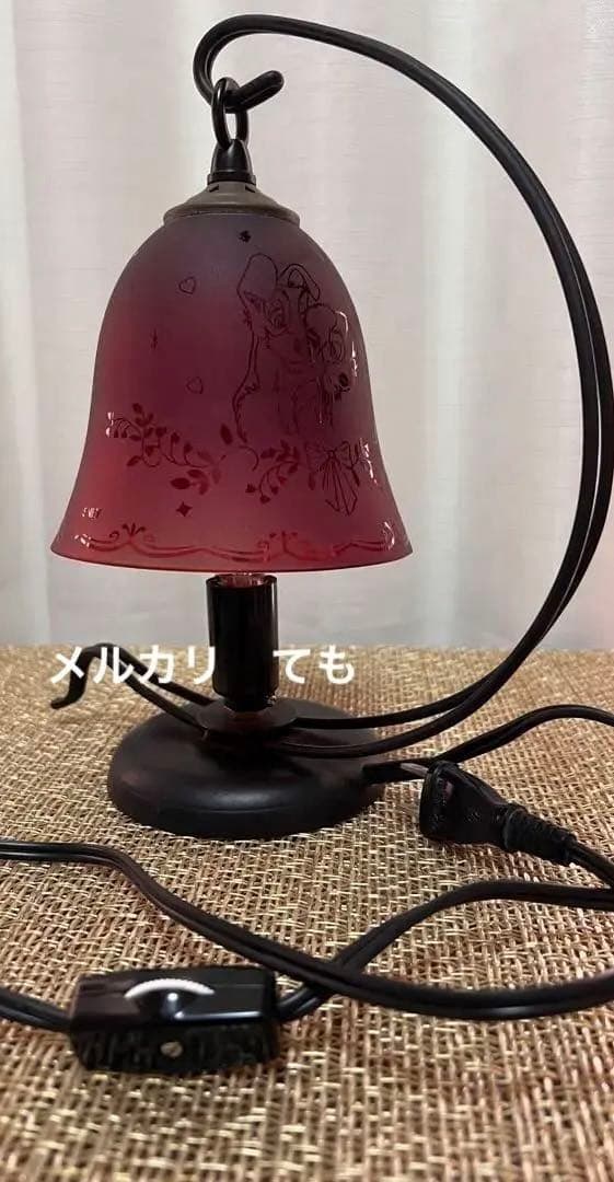 希少品‼︎ わんわん物語　レディ＆トランプ　卓上ランプ　ガラス