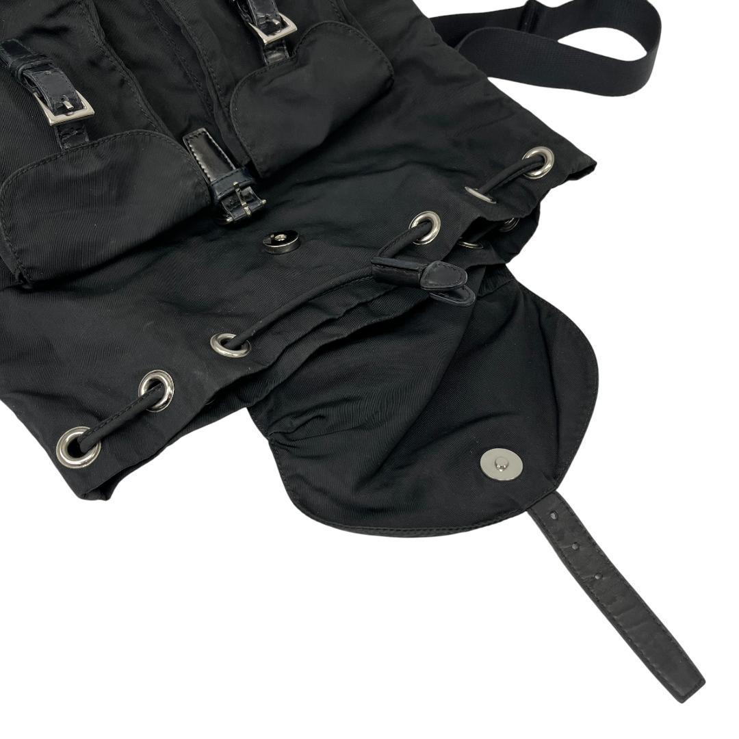 美品 PRADA プラダ リュック バックパック 三角プレート 白タグ 黒