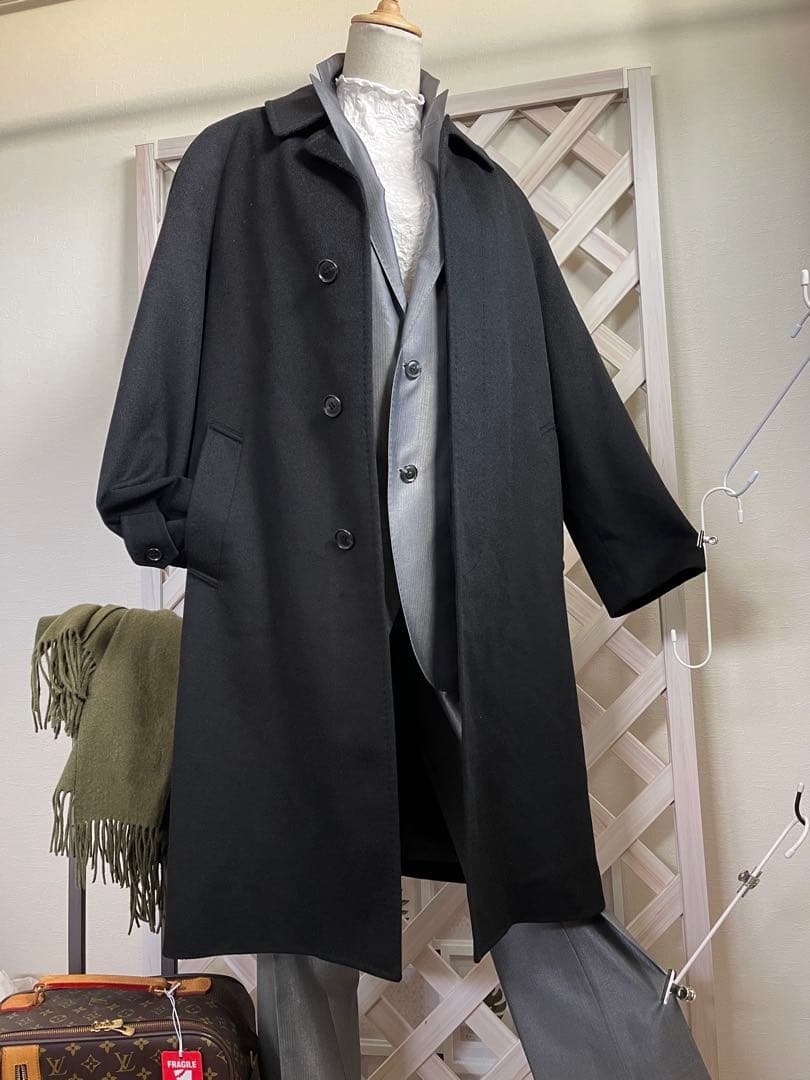 かえ’s メンズ⭐︎ L ⭐︎ 新古　極上のカシミヤ100% ⭐︎ 黒　ロング