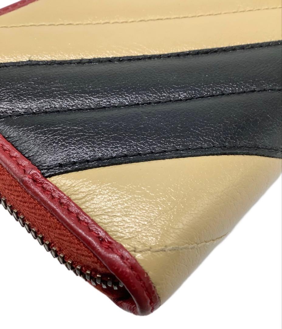 GUCCI レザー長財布 ストライプデザイン