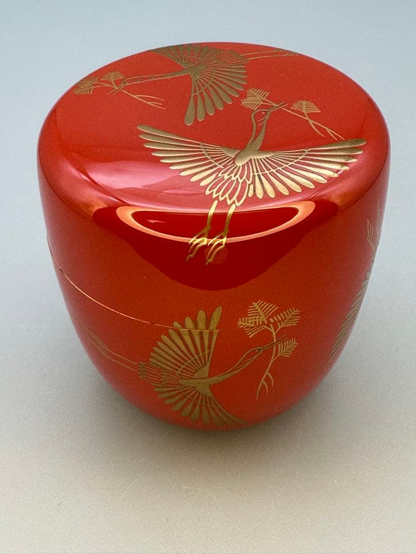 茶道具　棗　浜崎貞鳳　松食鶴蒔絵