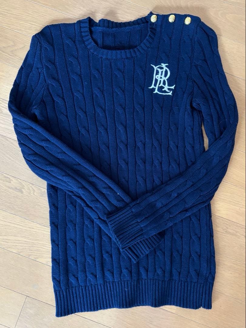 ポロラルフローレン polo ケーブルニット 刺繍 ネイビー