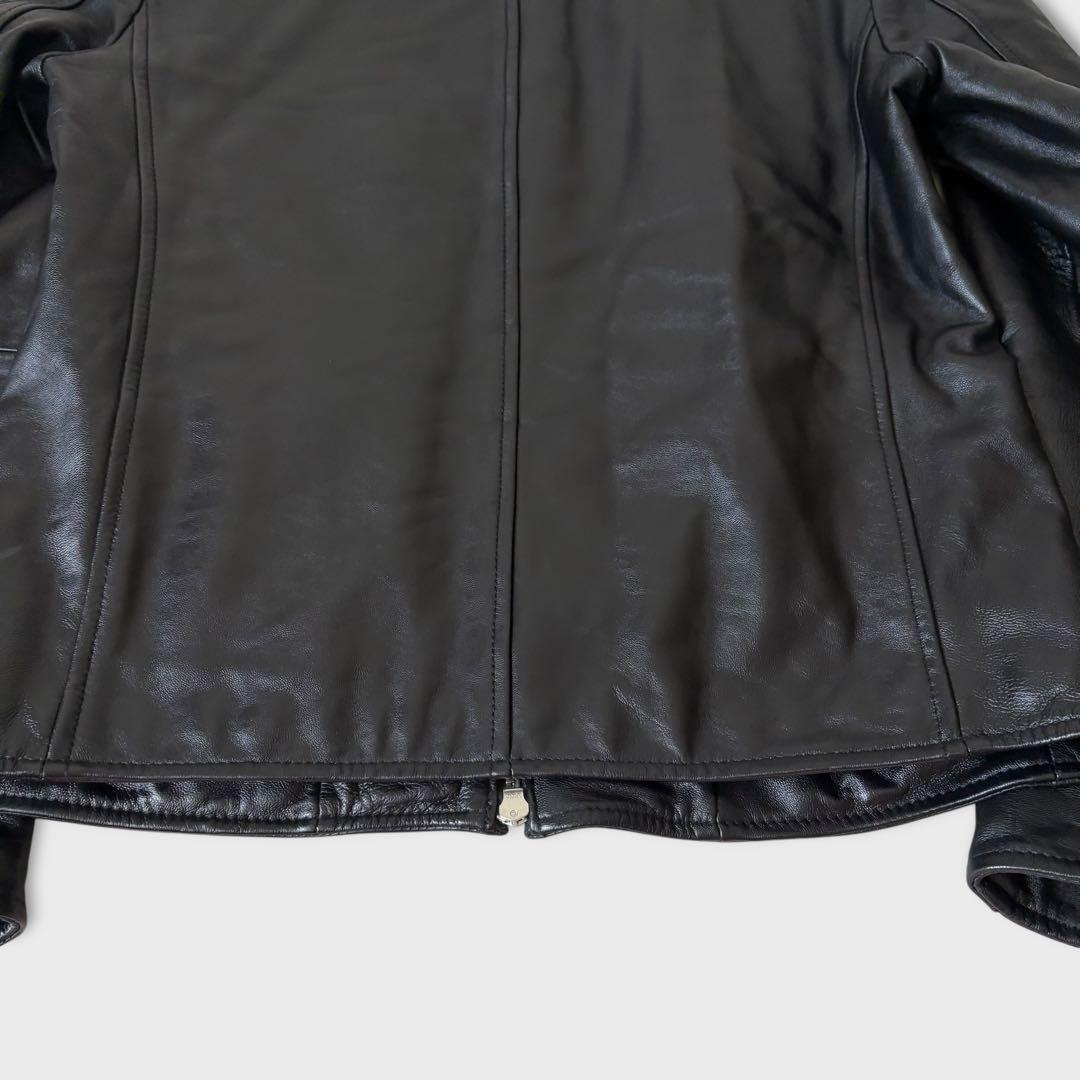 美品 ナノユニバース 羊革 シングルライダース キルティング レザージャケット