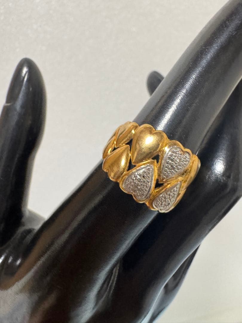 K18 Pt900 ハートデザインリング 重さ5.14g 12号 指輪 刻印