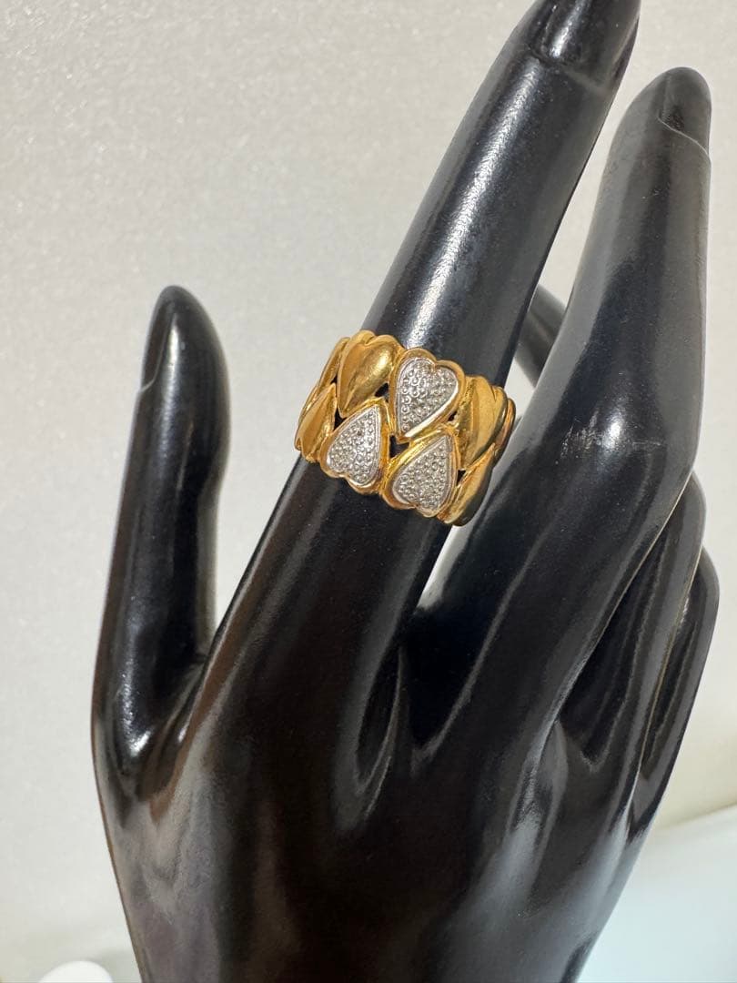 K18 Pt900 ハートデザインリング 重さ5.14g 12号 指輪 刻印