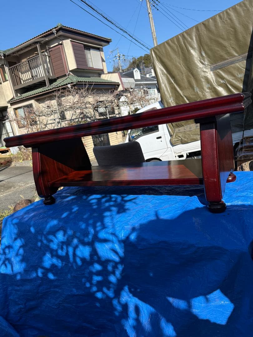 和モダン 木製ローテーブル 幅120cm 棚付き 座卓 センターテーブル