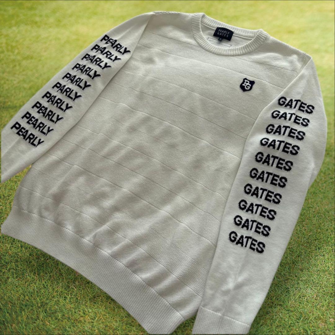 極美品　パーリーゲイツ　ニット　セーター　白　L〜XL相当 ホワイト　5 総柄