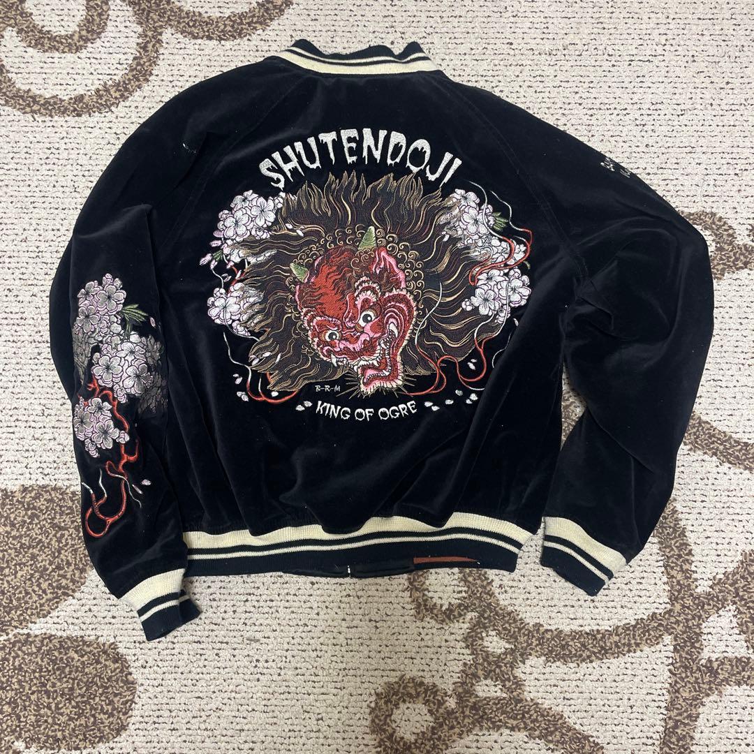 爆裂爛漫娘 スカジャン 別珍 ベロア リバーシブル 刺繍 ブラック