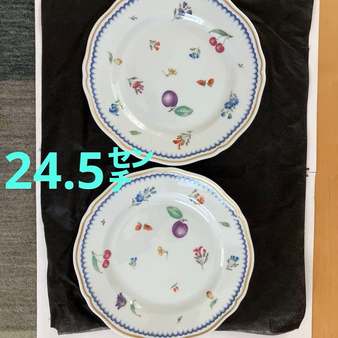 フルーツと花の装飾皿 2枚セット