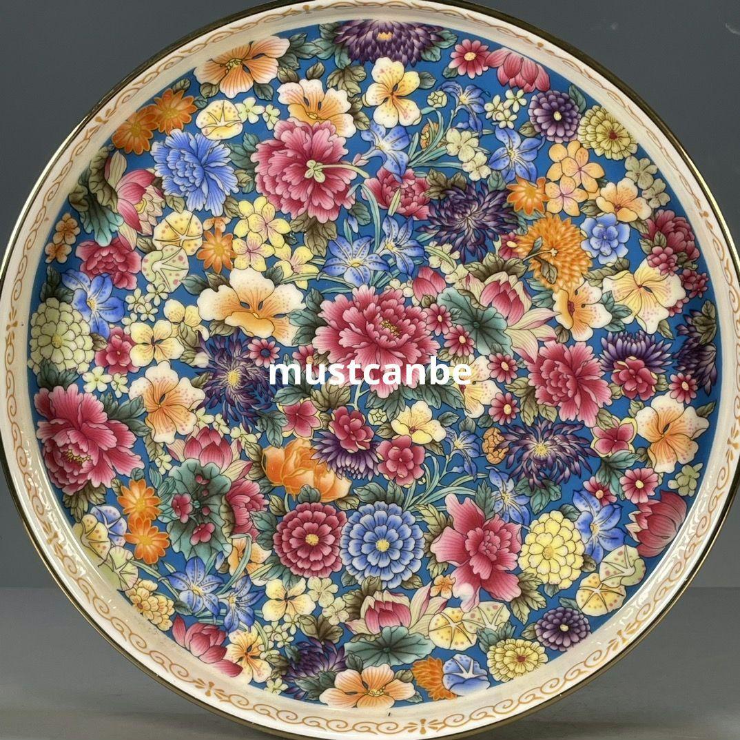 清乾隆五彩花卉図紋茶盤 茶道具 景徳鎮 陶磁器 装飾品 現代工芸品 美術品 置物