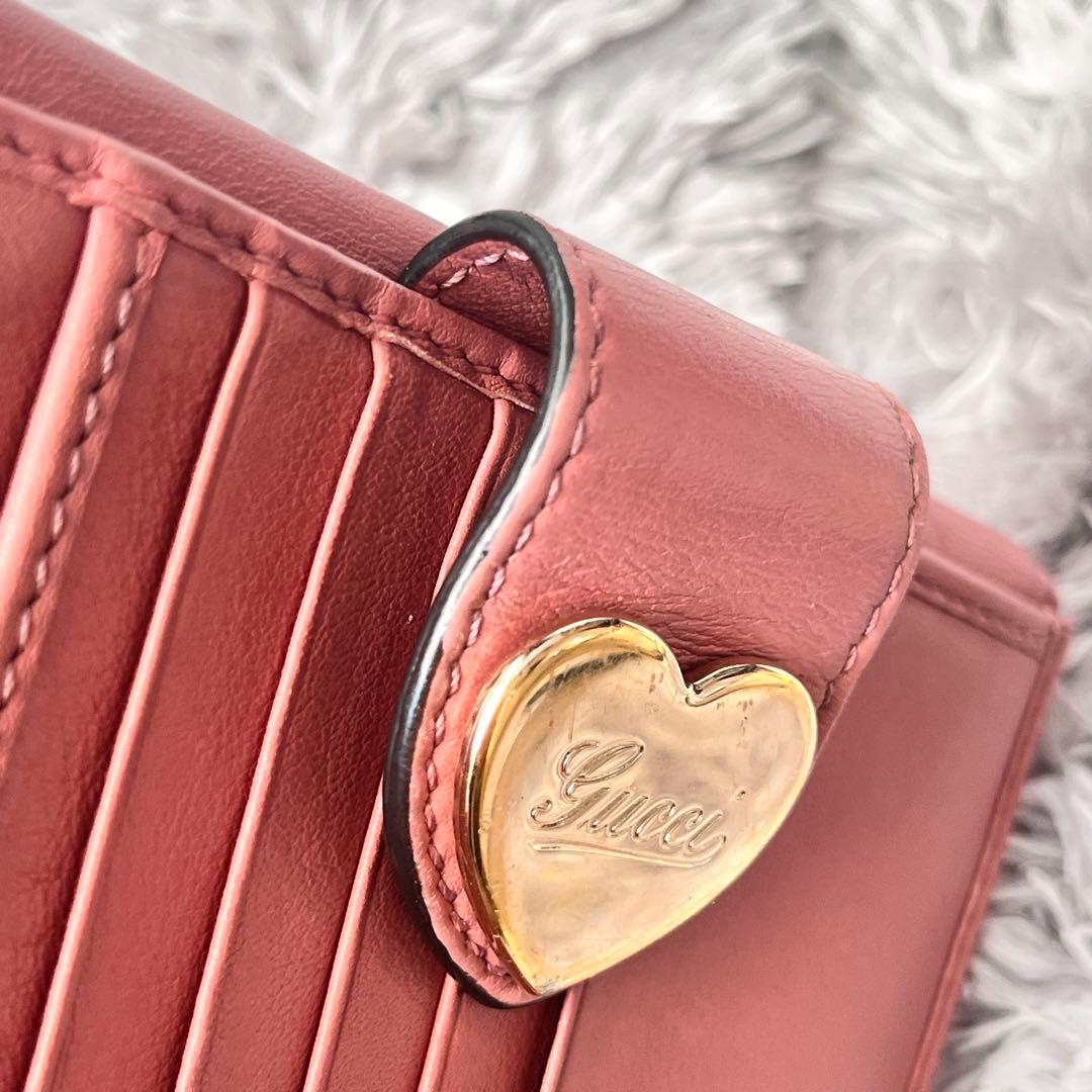 美品✨GUCCI 折り財布　GGキャンバス ラブリーハート　ピンクベージュ