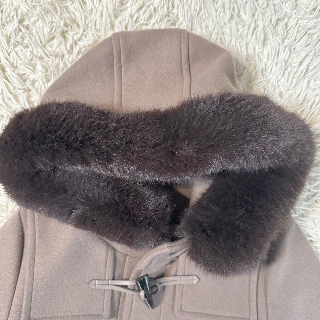 【美品】シップス　カシミヤ混　ロング　ダッフルコート　ファー　フード　38