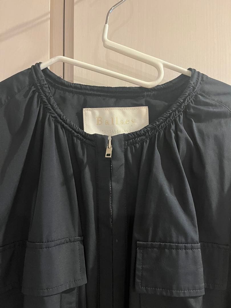 Ballsey ライトタフタ ジップアップロングコート ネイビー 36