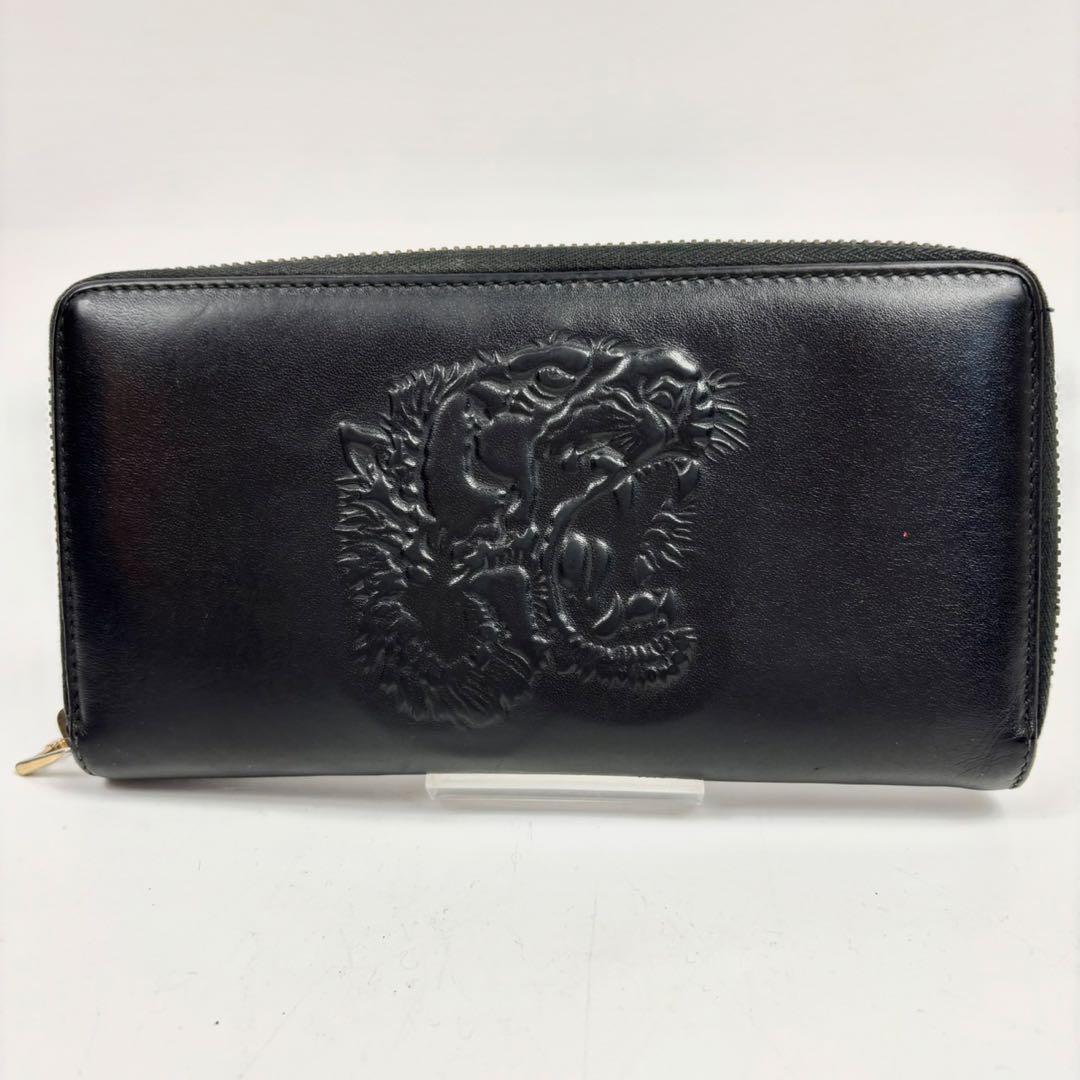 グッチ　長財布　虎　タイガー　エンボス　ラウンドジップ　ロングウォレット　レザー