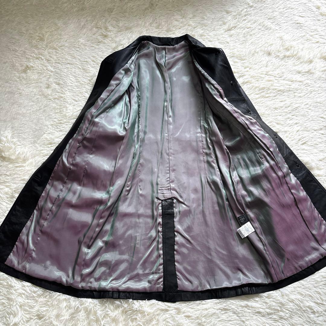 スペイン製✨BELLUCCI ラムレザー ステンカラーコート M 黒 ベルト付き