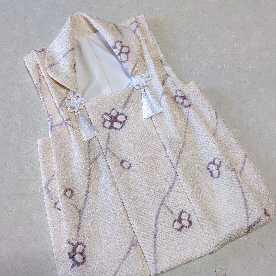 七五三３歳正絹総絞り手縫いの被布（中綿無し）アイボリー色