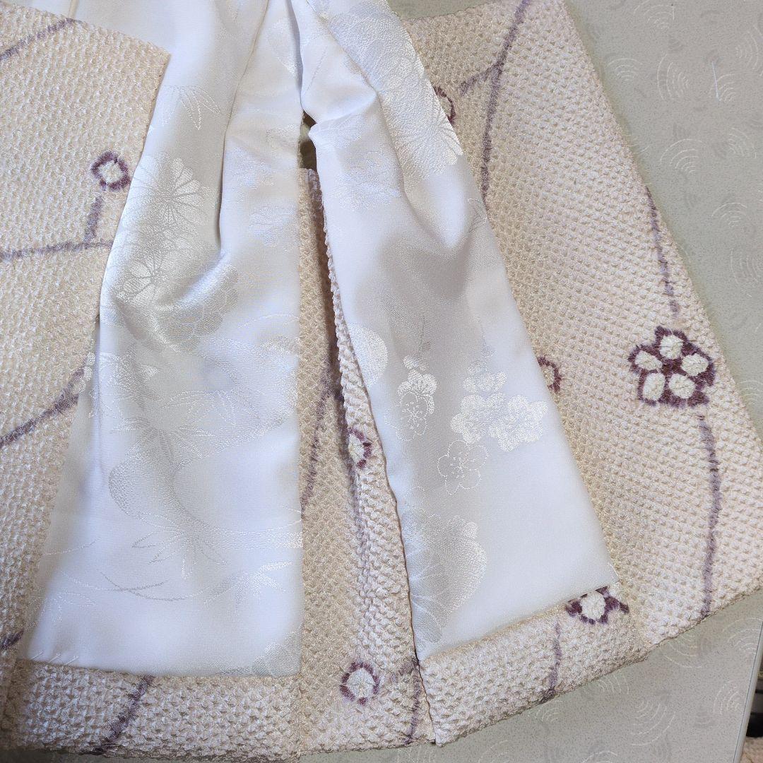 七五三３歳正絹総絞り手縫いの被布（中綿無し）アイボリー色