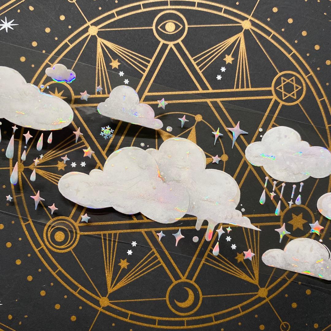 【9011】海外　マステ　中古巻　貝殻光マスキングテープ　雲　装飾系