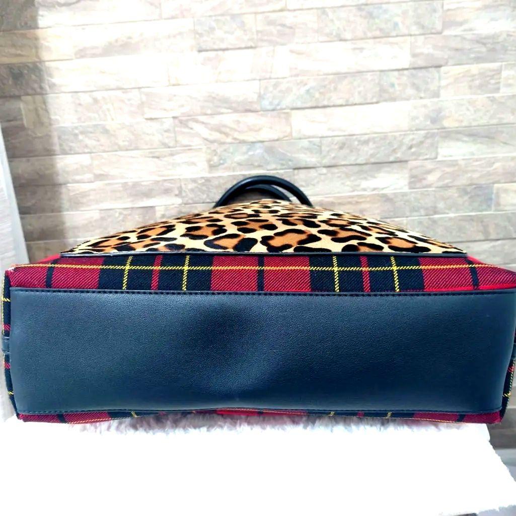 【希少】マイケルコース　ハラコ　チェック　レオパード　ハンドバッグ　トートバッグ