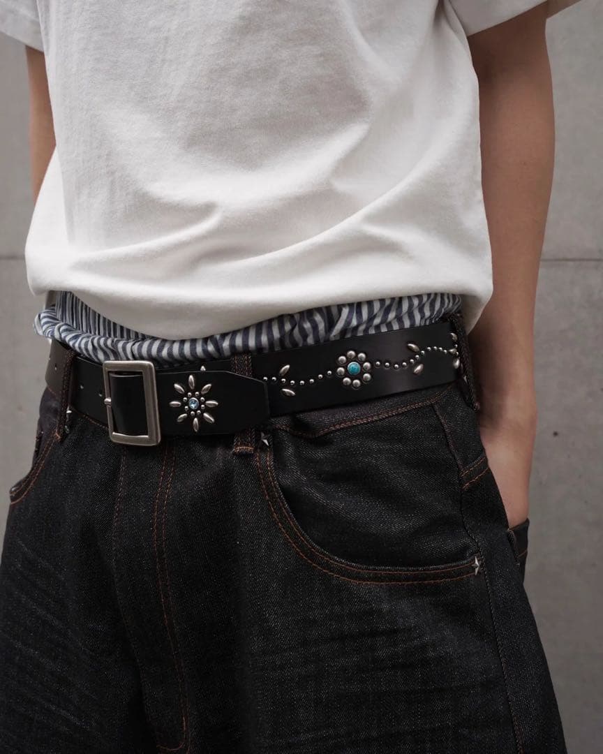 小物 BELVET Leather studded belt