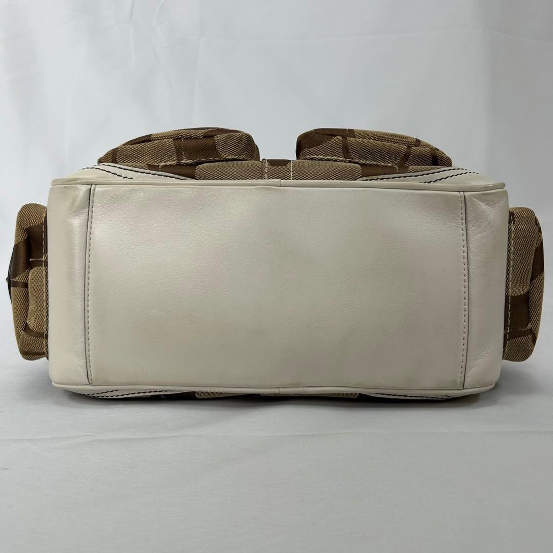 【美品/保存袋付】コーチ 6231 シグネチャー サッチェル ミニボストン 茶